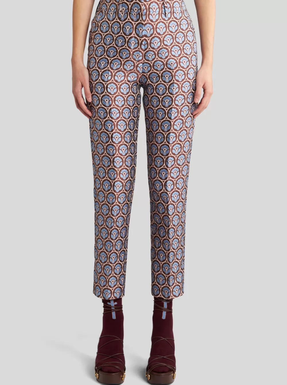 Donna ETRO Pantaloni>PANTALONI IN JACQUARD LUCIDO