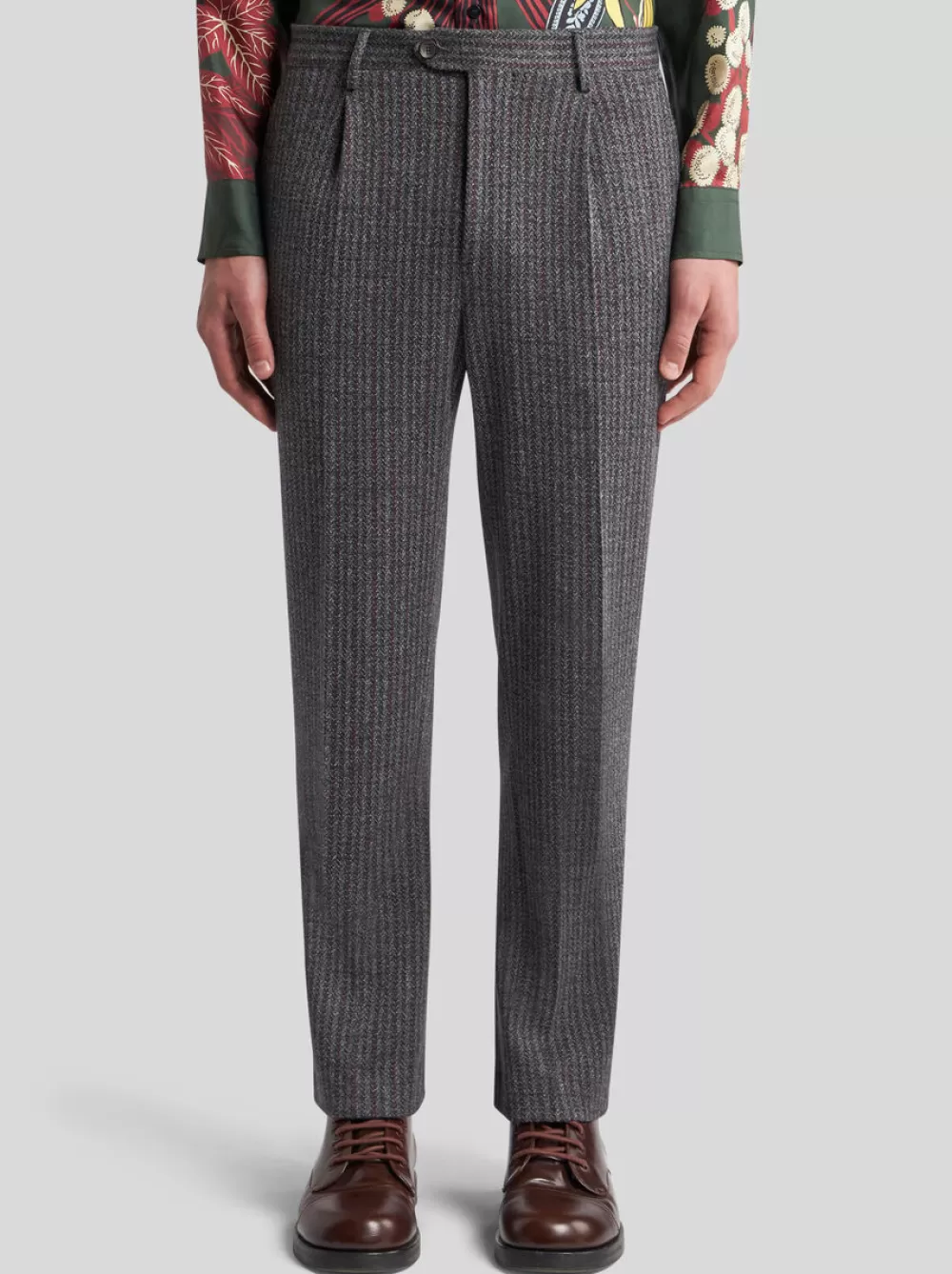 Uomo ETRO Pantaloni>PANTALONI IN LANA E COTONE A RIGHE