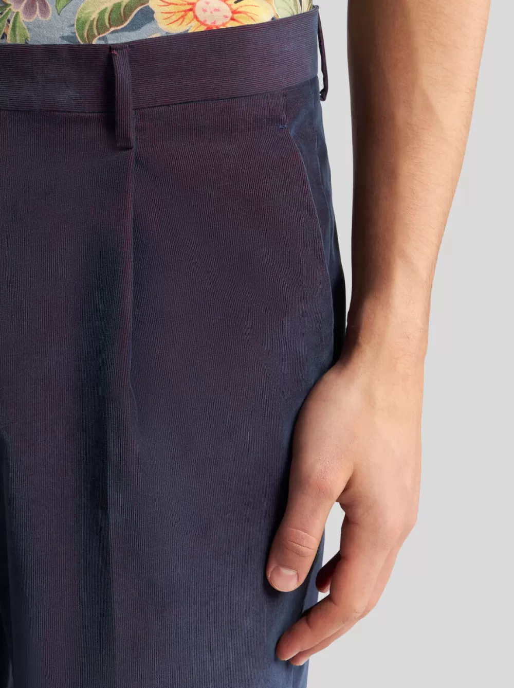 Uomo ETRO Pantaloni>PANTALONI IN VELLUTO CON PINCES