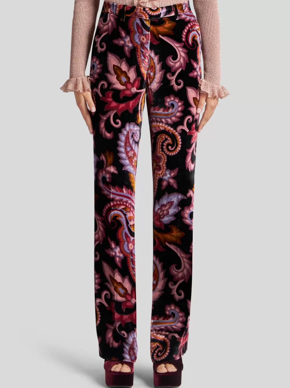 Donna ETRO Pantaloni>PANTALONI IN VELLUTO PAISLEY