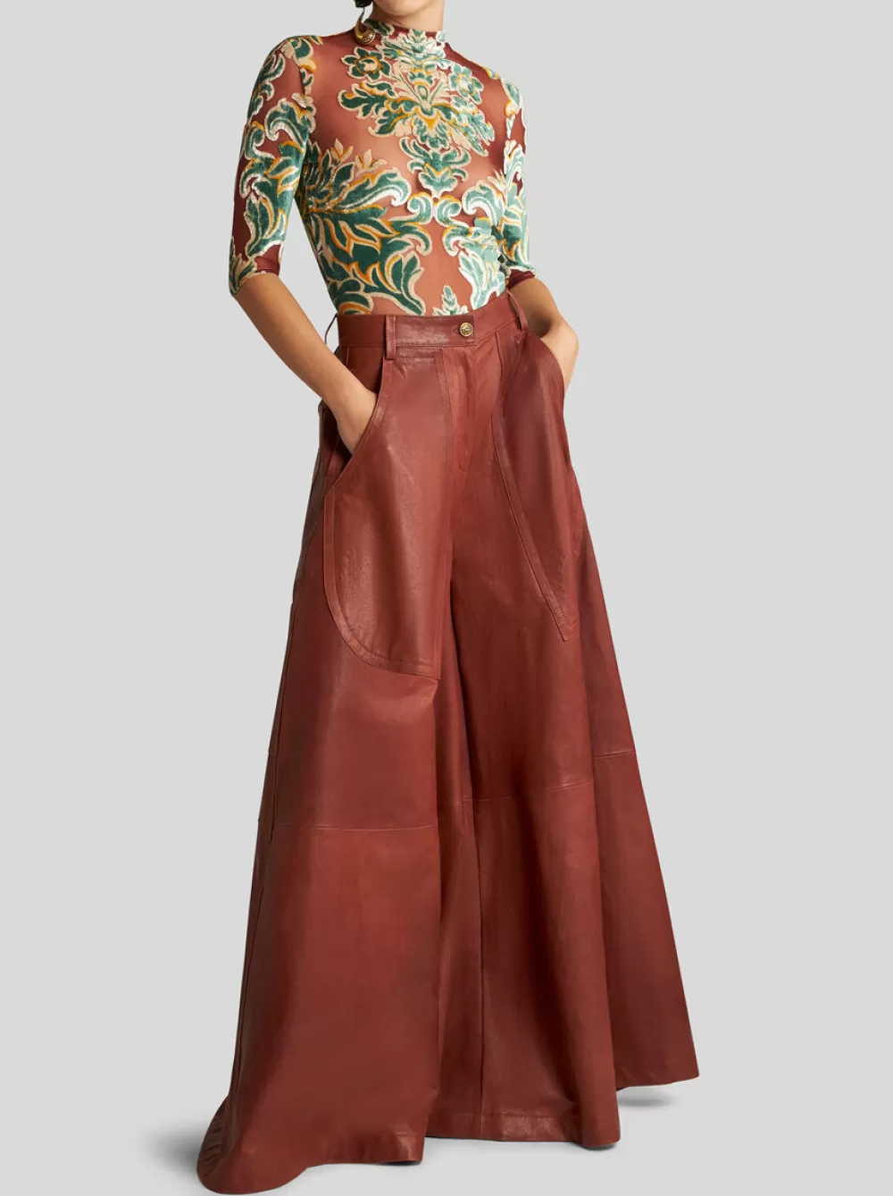 Donna ETRO Pantaloni>PANTALONI WIDE LEG IN NAPPA