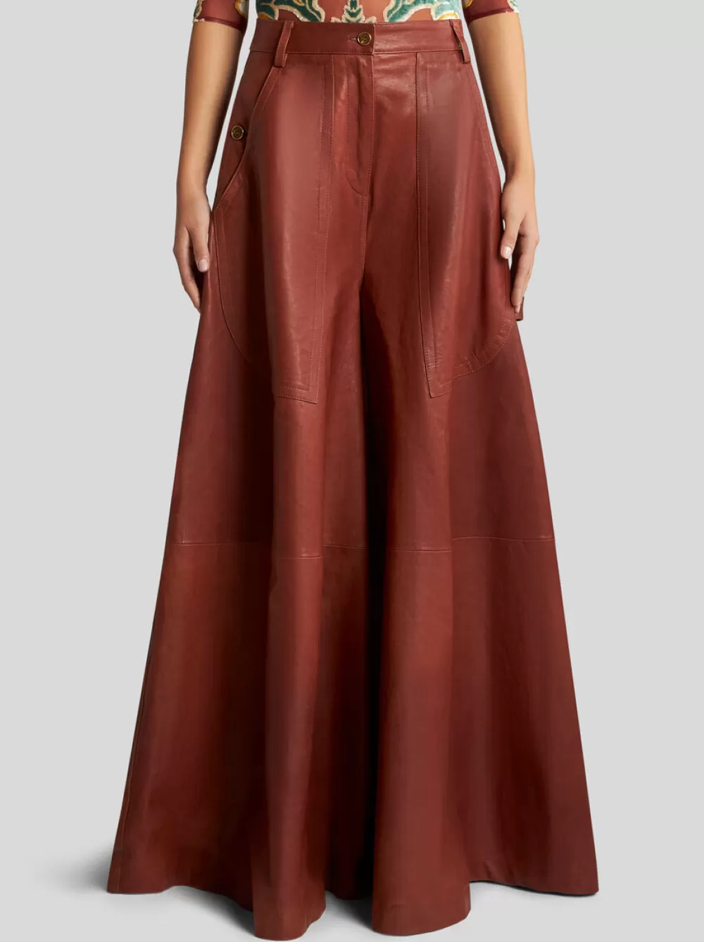 Donna ETRO Pantaloni>PANTALONI WIDE LEG IN NAPPA