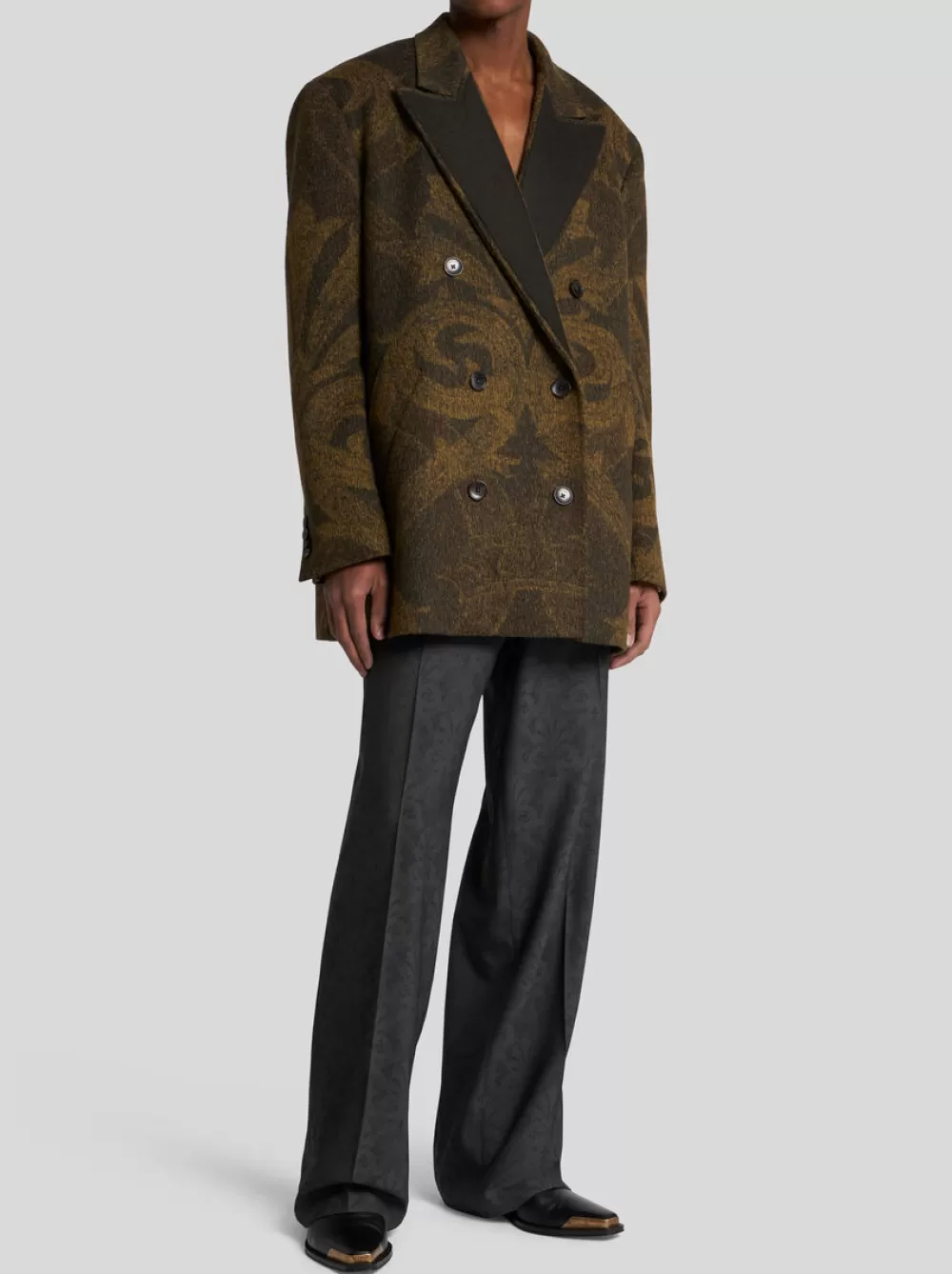 Uomo ETRO Cappotti E Capispalla>PEACOAT IN LANA JACQUARD