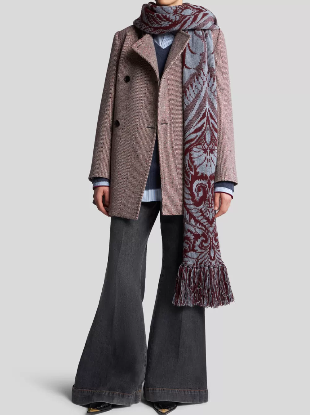 Donna ETRO Cappotti E Capispalla>PEACOAT IN TWEED DI LANA