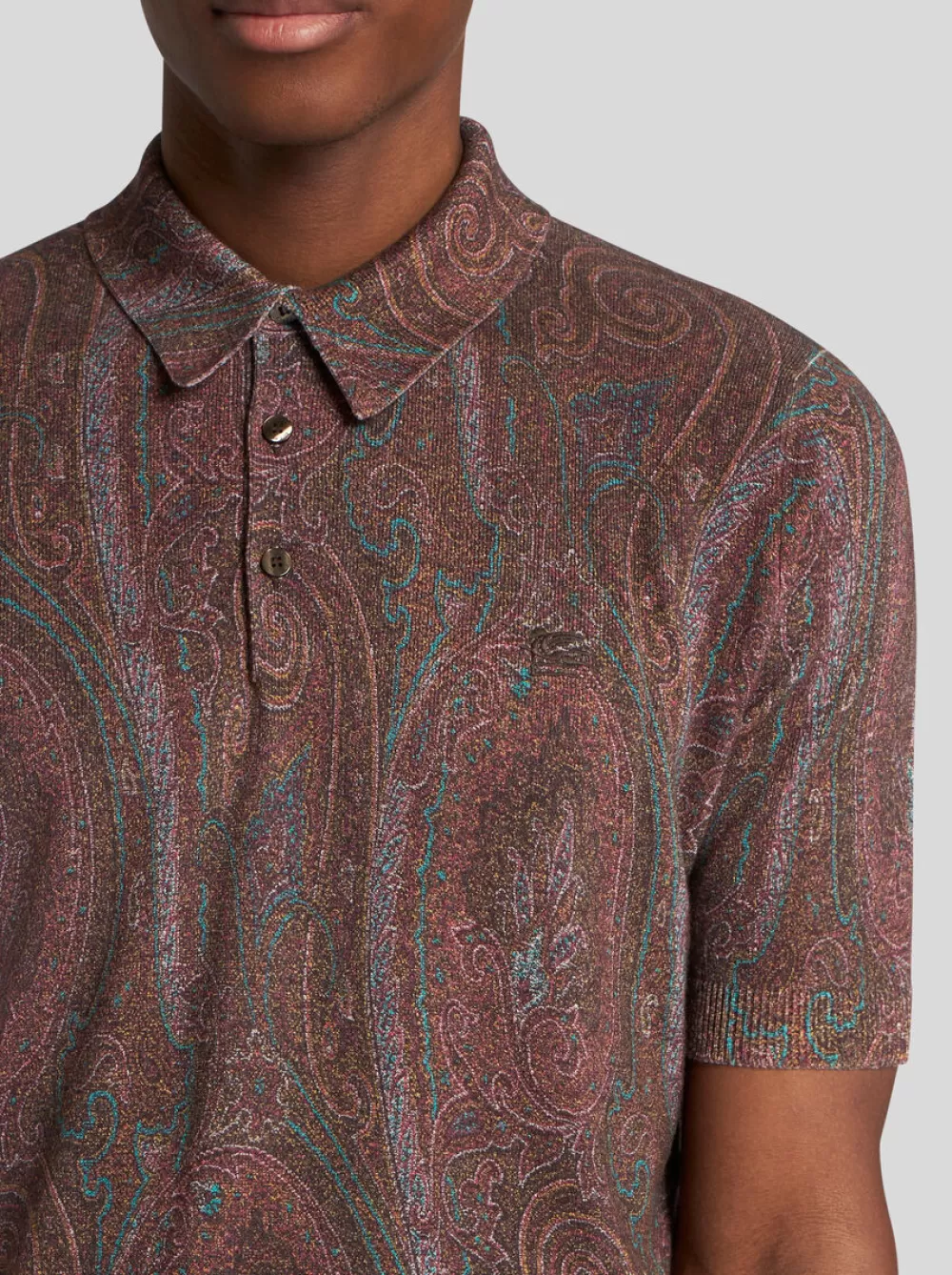 Uomo ETRO Maglieria | Polo>POLO IN MAGLIA CON STAMPA PAISLEY