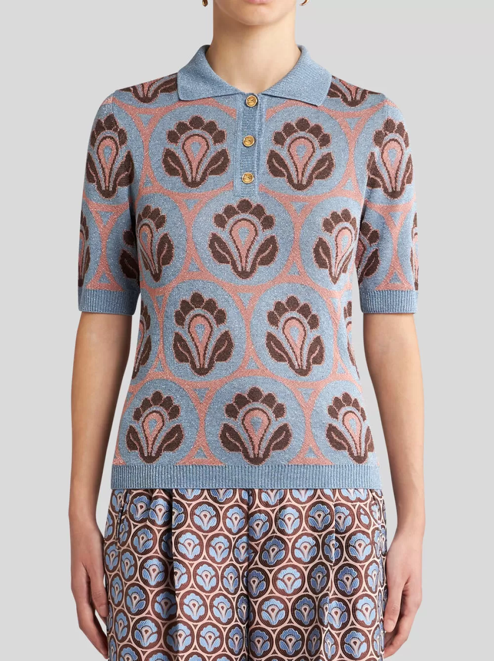 Donna ETRO Maglieria>POLO IN MAGLIA JACQUARD