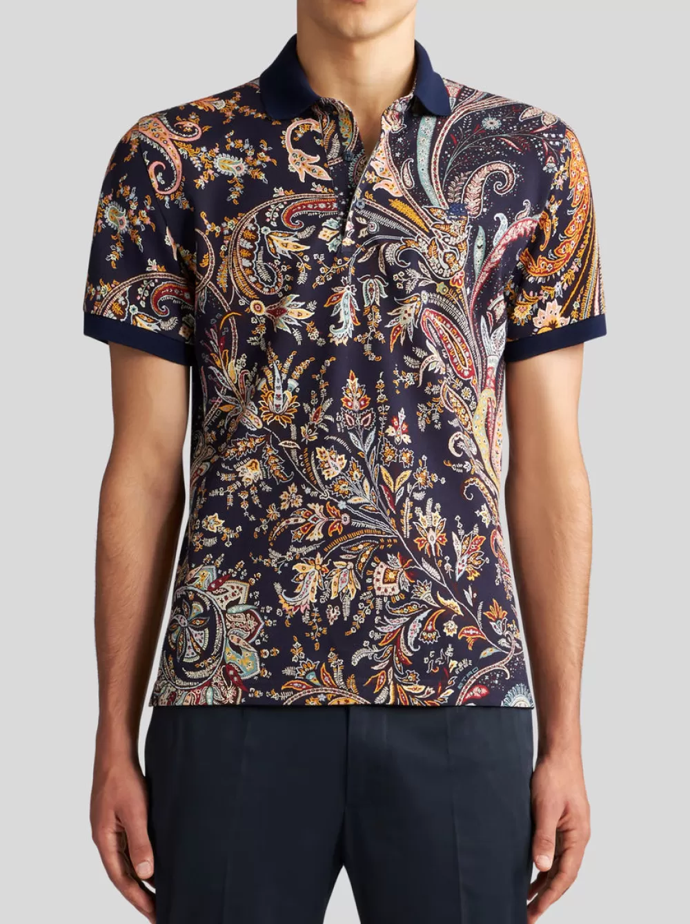 Uomo ETRO Polo>POLO PAISLEY MULTICOLOR CON LOGO