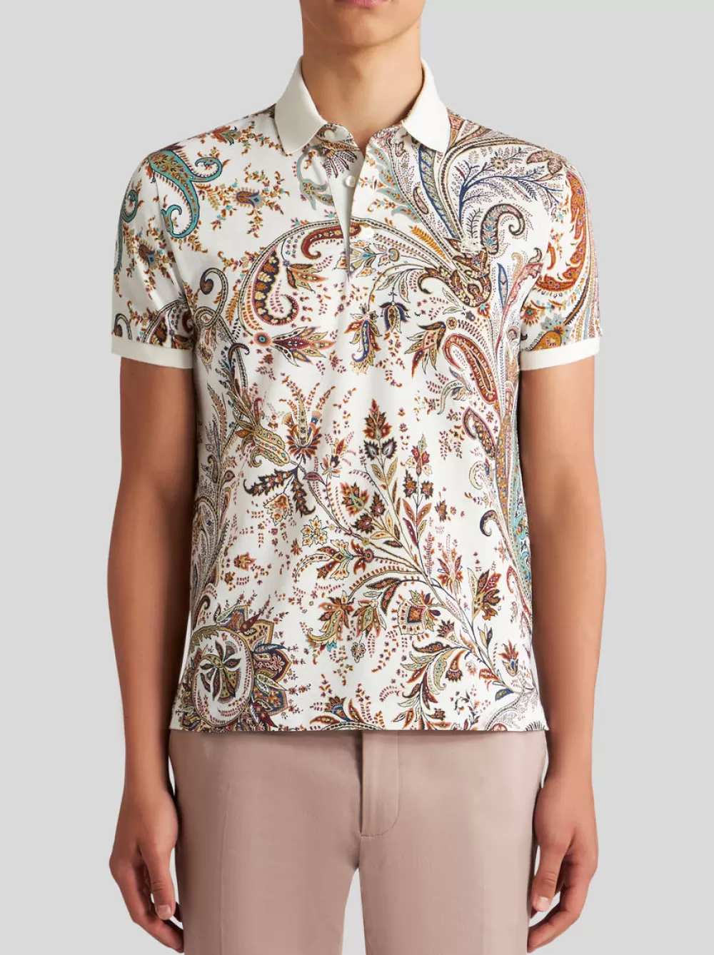 Uomo ETRO Polo>POLO PAISLEY MULTICOLOR CON LOGO