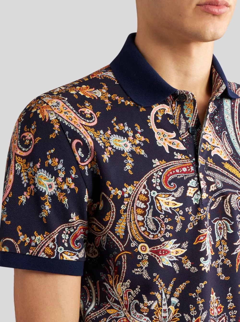 Uomo ETRO Polo>POLO PAISLEY MULTICOLOR CON LOGO