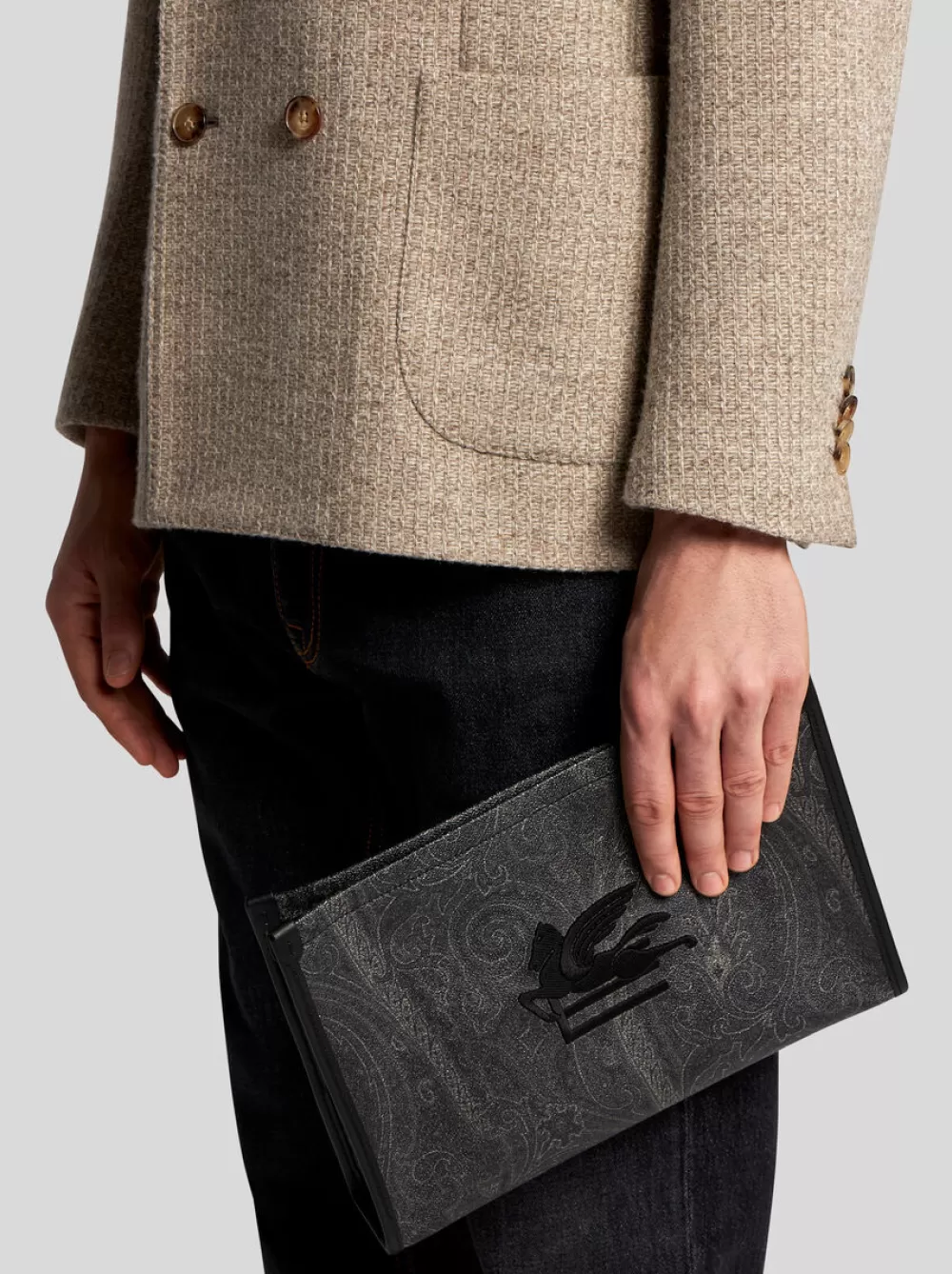 Uomo ETRO Necessaire E Buste>POUCH GRANDE PAISLEY CON PEGASO