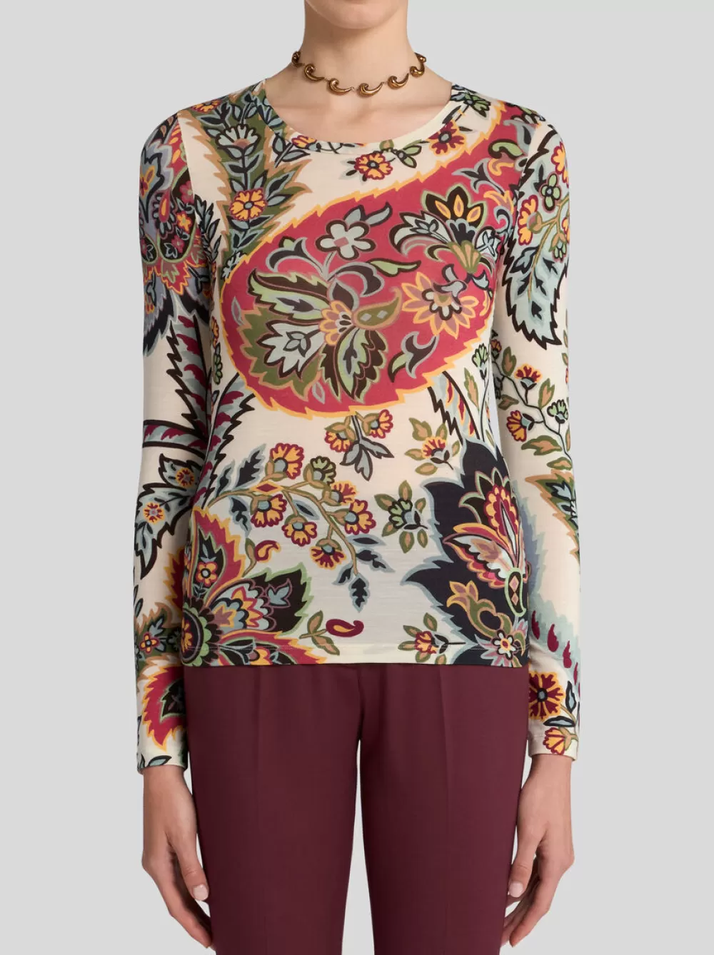 Donna ETRO Top>TOP PAISLEY IN JERSEY