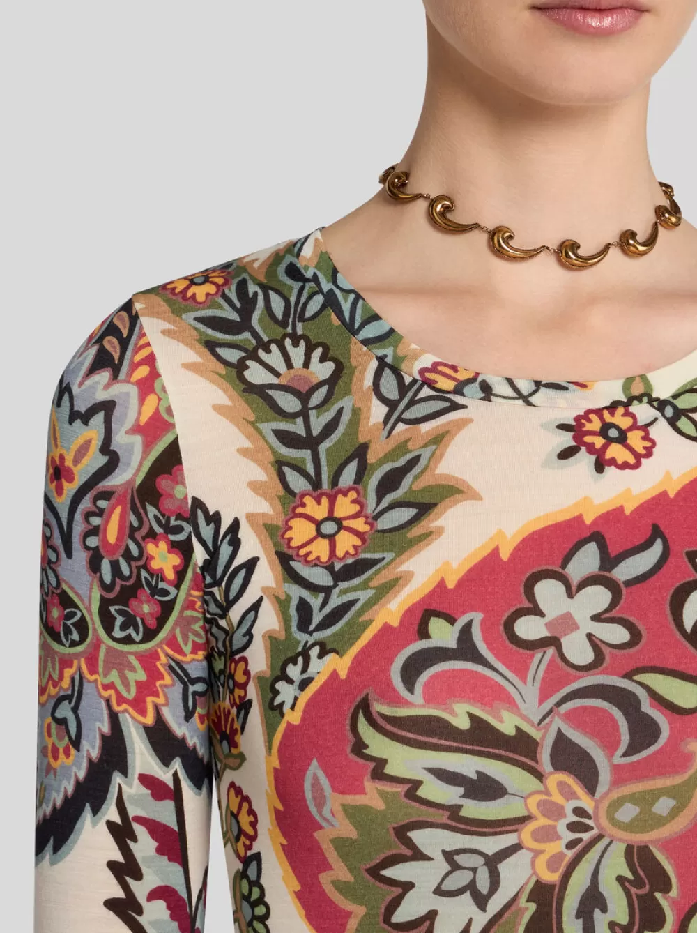 Donna ETRO Top>TOP PAISLEY IN JERSEY