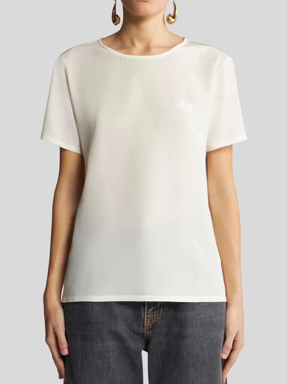 Donna ETRO Top | Felpe E T-Shirt>T-SHIRT IN CRÊPE DE CHINE