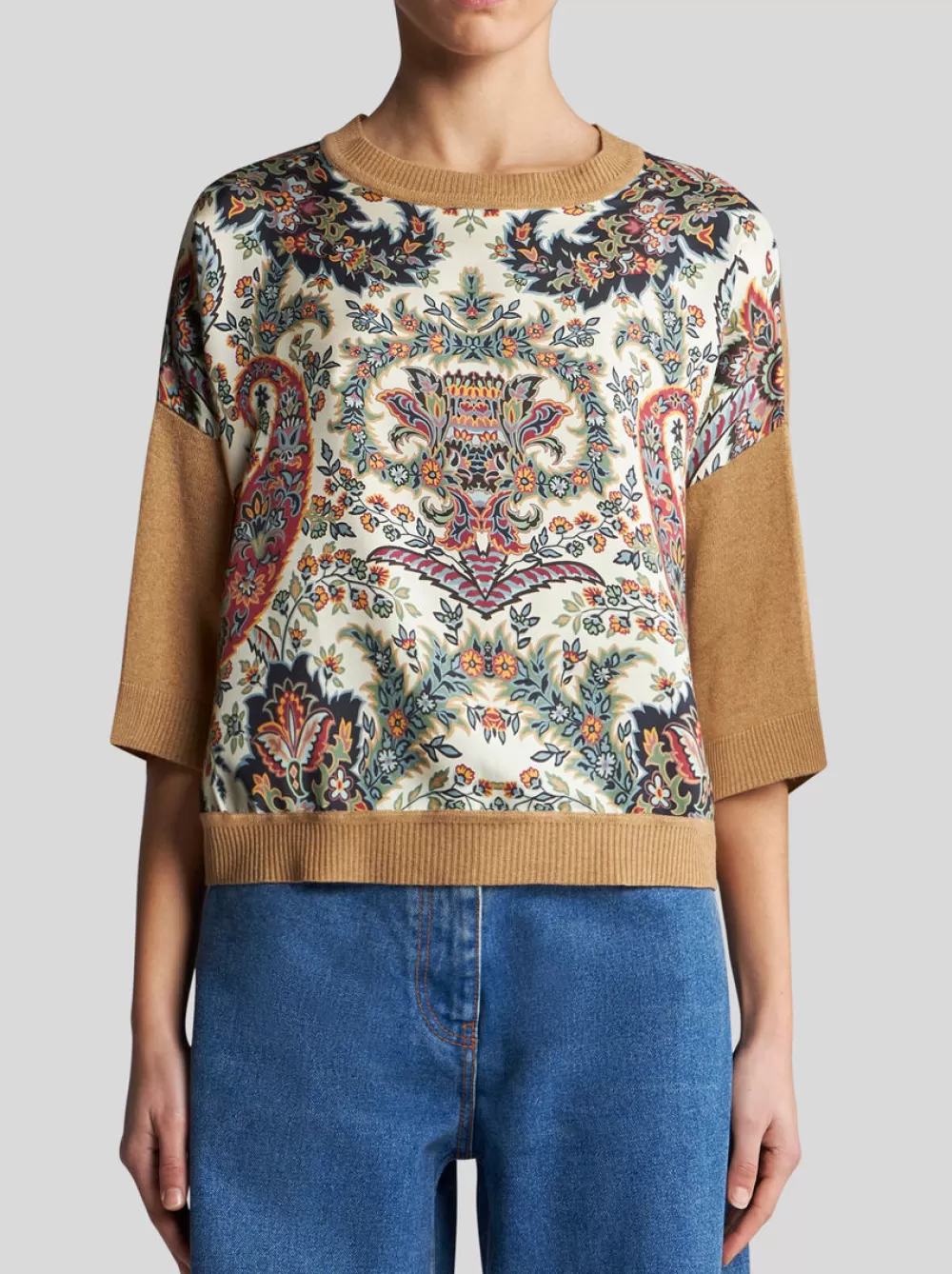 Donna ETRO Maglieria>T-SHIRT IN LANA CON STAMPA