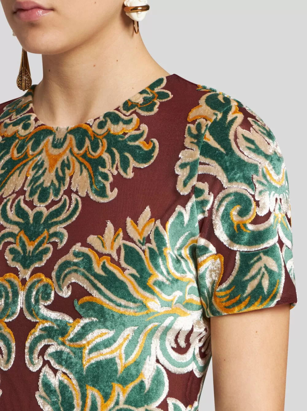 Donna ETRO Top>T-SHIRT IN TULLE JACQUARD DI VELLUTO